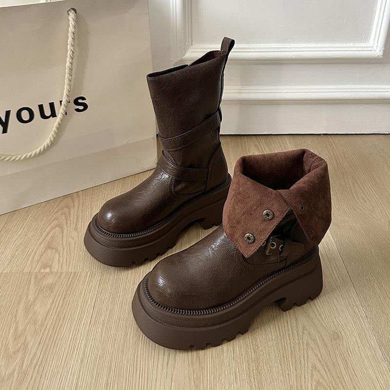 Short Martin boots women's 2025 new autumn super fire versatile retro thin explosion thick-soled British style short boots