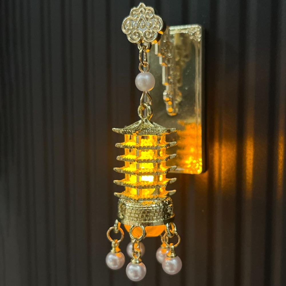 Retro Chinese Architecture Fridge Magnet Openwork Design Locker Cabinet Decoration Magnets  Friend