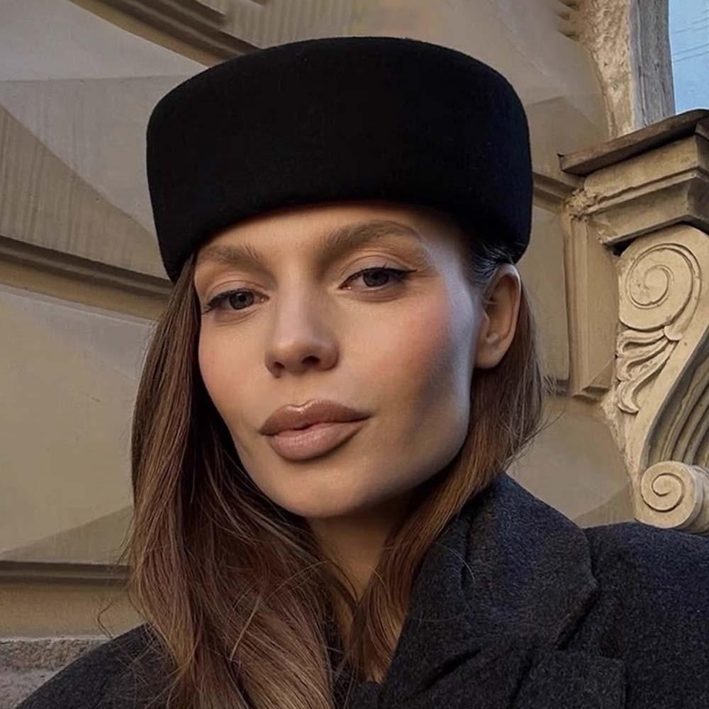 Air Hostess Airline Stewardess Caps French Style Formal Hat Woolen Top Hat  Ball