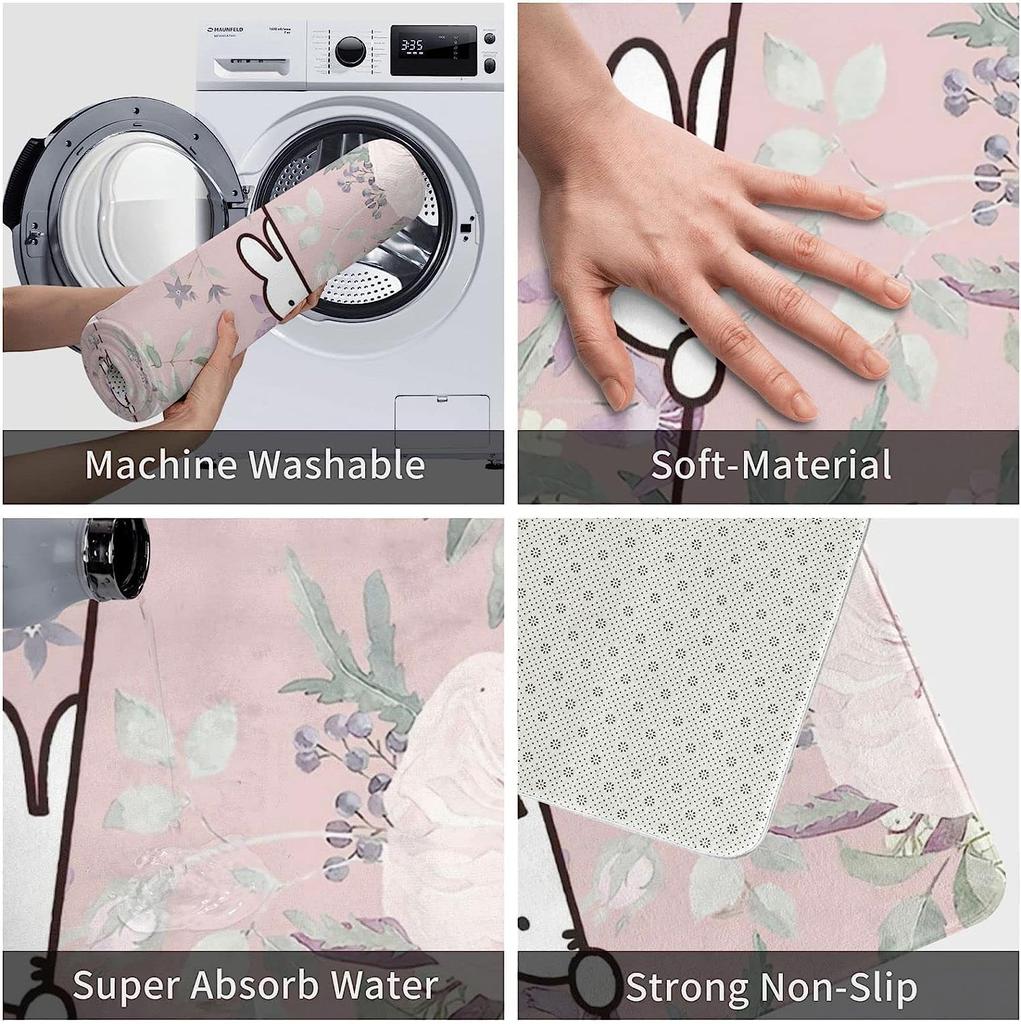 Miffy entrance mat, stylish, non-slip, washable, quick-drying, absorbent, and fully washable, perfect for indoor and outdoor use. Fluffy bath mat, doo