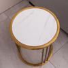 Slate/sintered stone round side/end table with golden stainless steel frame