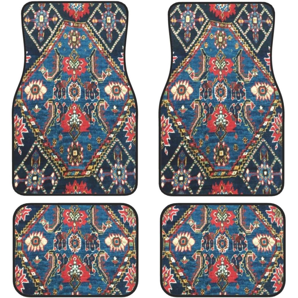 Car Floor Mats Set Of 4, Oriental Turkish Persian Carpet Front And Back Rug Mats Decorative Universal For Cars SUV Trucks Vans