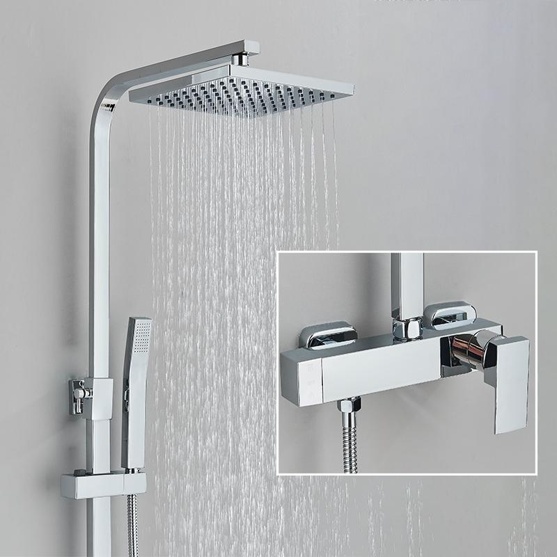 Bathroom Faucet Chrome/Black Rain Shower Head Bath Faucet Wall Mounted Bathtub Shower Mixer Tap Shower Faucet Shower Set Mixer