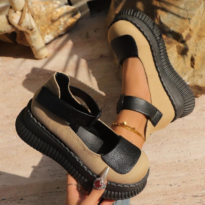 New Casual Retro High-heeled Fashion Shoes for Women Thick-soled Wedge Heel Sponge Shoes