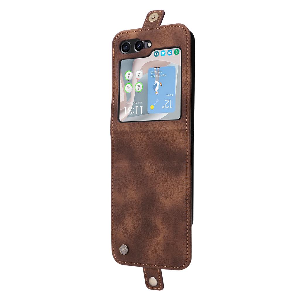YIKATU YK-002 For Samsung Galaxy Z Flip6 5G Case Card Holders PU Leather Skin-touch Phone Cover