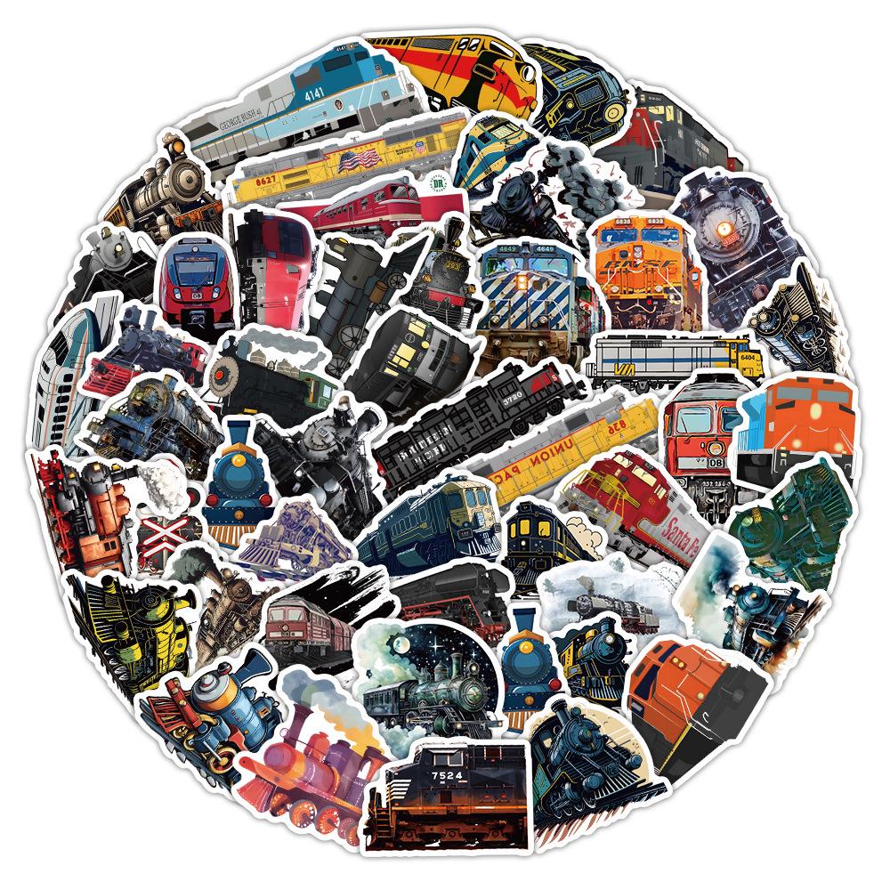 60pcs Cartoon Train Head Stickers - Waterproof DIY Phone Case & Diary Decorations