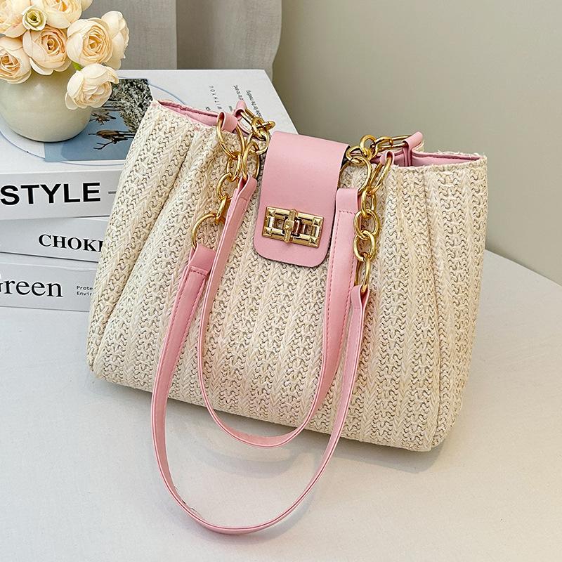 

Woven Color Block Women s Crossbody & Tote Bag with Buckle - Elegant 2025 Design
