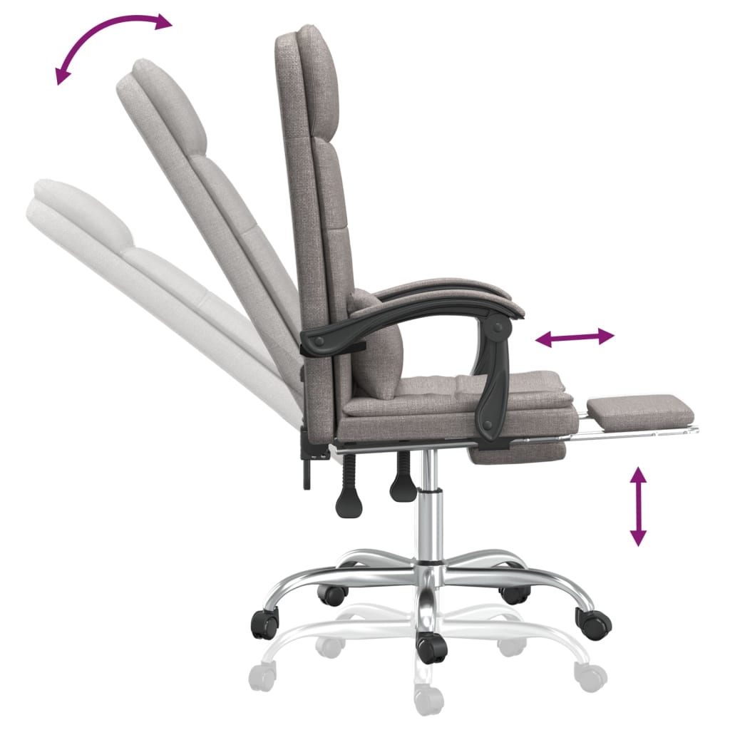 Office Chair with Massage Function Taupe Fabric