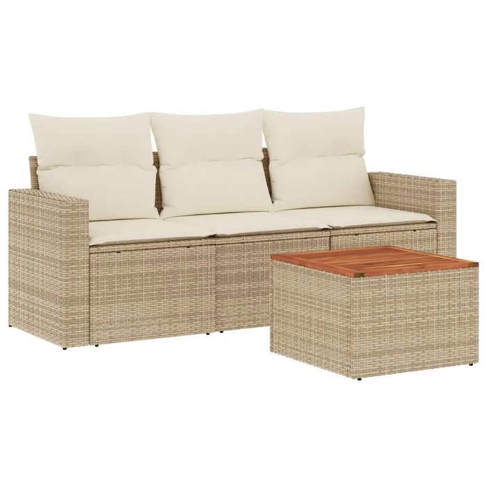 VidaXL Garden Lounge Set with Cushions 4 Pcs, Patio Sofas, Patio Furniture Set, Outdoor Furniture, Beige 3256324