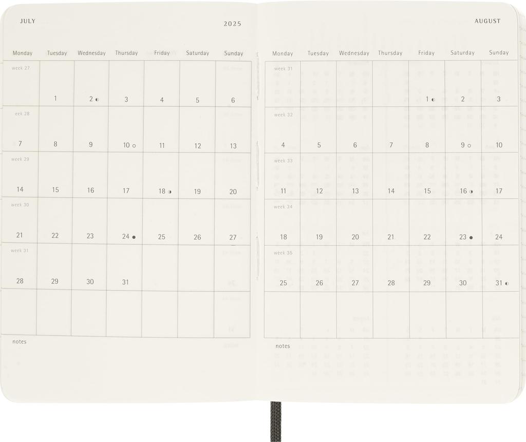 Moleskine Planner Starting in 1 Page per 12 Daily Pocket Size wide x 14cm Soft Myrtle DSK1512DC2Y25 2025, January, Day, Months, Diary, (9cm long),