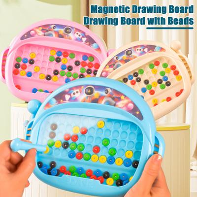 1 set lavagna magnetica da disegno con 50 perline colorate penna fai da te arte precoce istruzione bambini