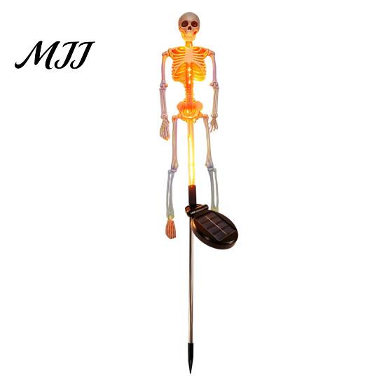 Solar Powered Path Lighting 3D Skeleton Halloween Garden Lamp, Spooky Human Pathway Glowing Lawn Ornaments for Parties Lights, Waterproof Resin