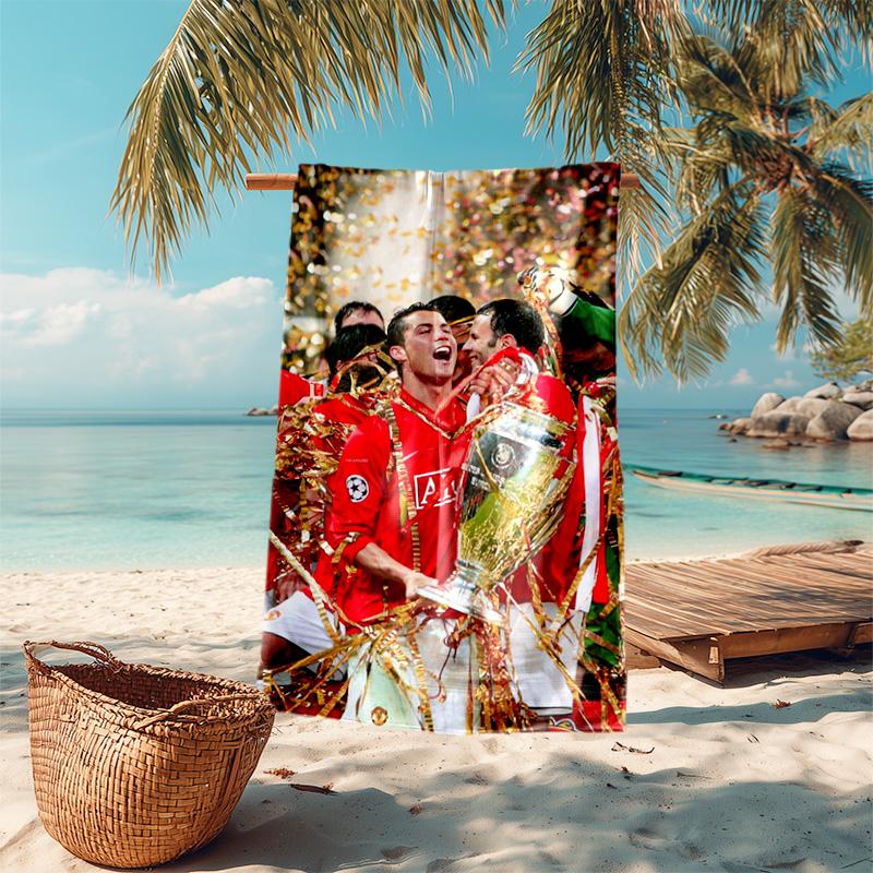 Cristiano Ronaldo Legendary Football Trophy Collection Beach Towel Beach Portable For Travel Seaside Swim Quickdrying Swim Towel Printing Beach Comfor
