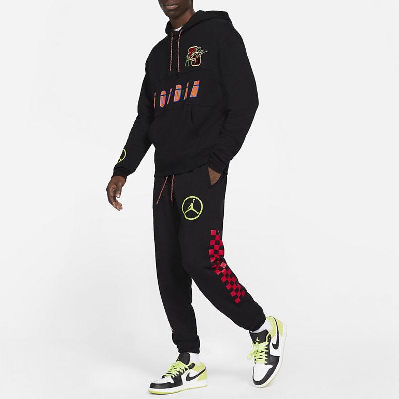 Air Jordan Logo Print Basketball Hoodie Men Tops Black CV2744-010