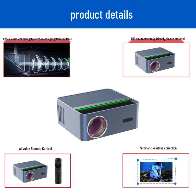 Projetor Portátil Sem Fio 4K Ultra-Nítido 2025 com Foco Automático e Compatibilidade Android, otimizado para Projeção em Parede Branca.