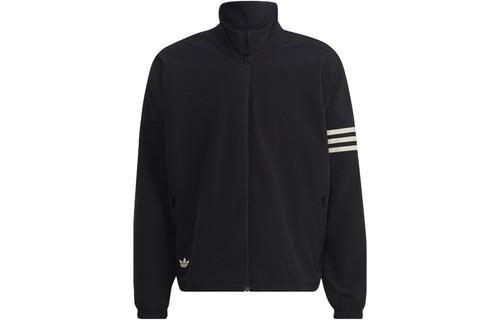 adidas Originals Trefoil Logo Print Striped Stand Collar Zip Jacket HM1868 S чёрный