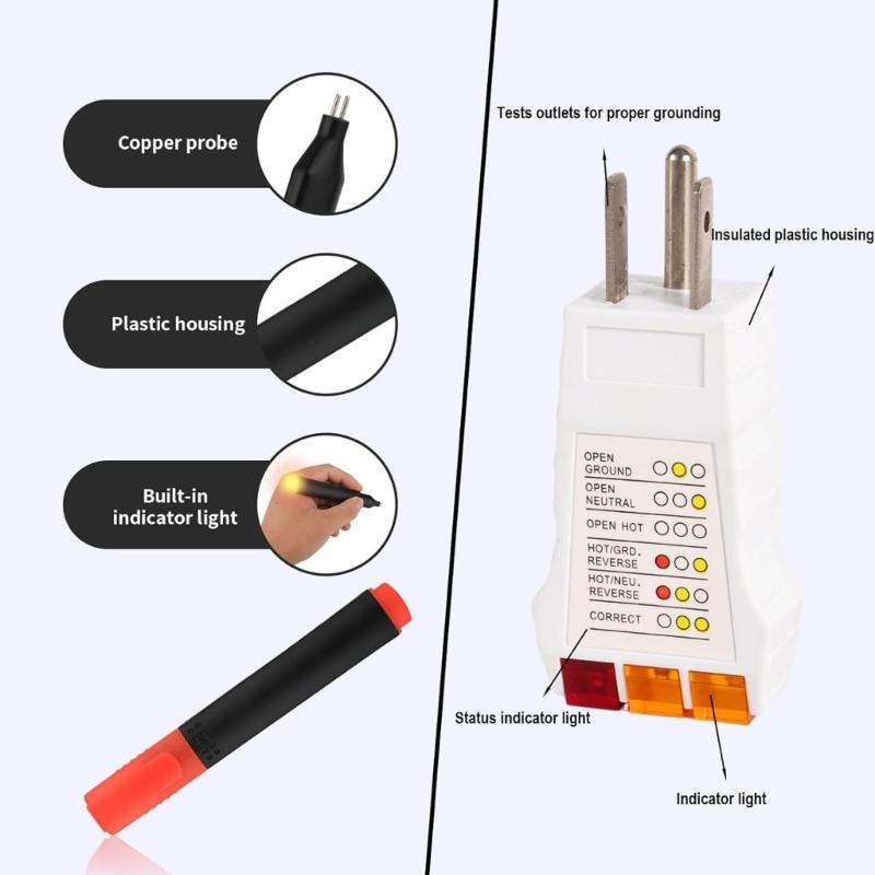 Professional Electrical Ground Continuity Tester With Fast 0.5 Second Detection For Mats Sheets Blankets And Wrist Straps