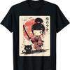 Cute Kawaii Samurai Girl with Katana & Cat  Anime T-Shirt(1)