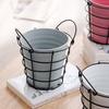 Storage Bucket with Iron Frame Hanging Planter Basket Balcony Flower Pot Hanger Home Decoration Vase with Handle for Living Room Courtyard