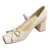 Frühling Herbst Dicke Absätze Damen Mary Jane Schuhe Mode Schmetterlingsknoten Schuhe Damen Elegant Hochzeitsparty Pumps