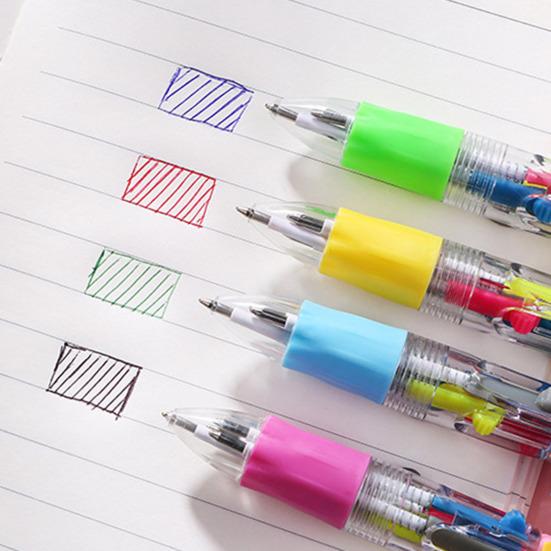 2 Stück Kugelschreiber Tragbar 4 Farben in Einem Stift Glattes Schreiben mit Niedlicher Cartoon-Puppe Oben Mehrfarbiger Stift für Persönlichen Gebrauch