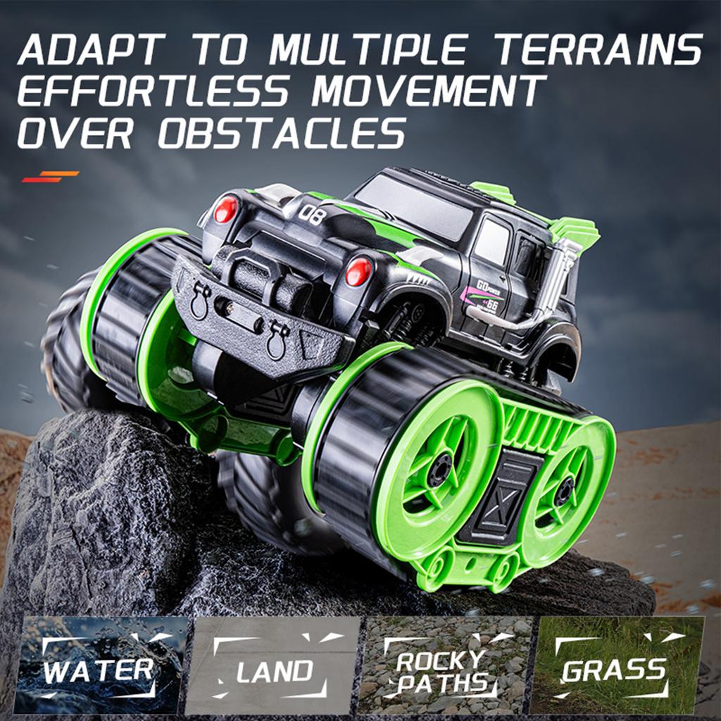Remote Control Stunt Car, 2.4 GHz 4WD Dual Side Driving Amphibious Tracked Vehicle All Terrain Land Water Kids Toys