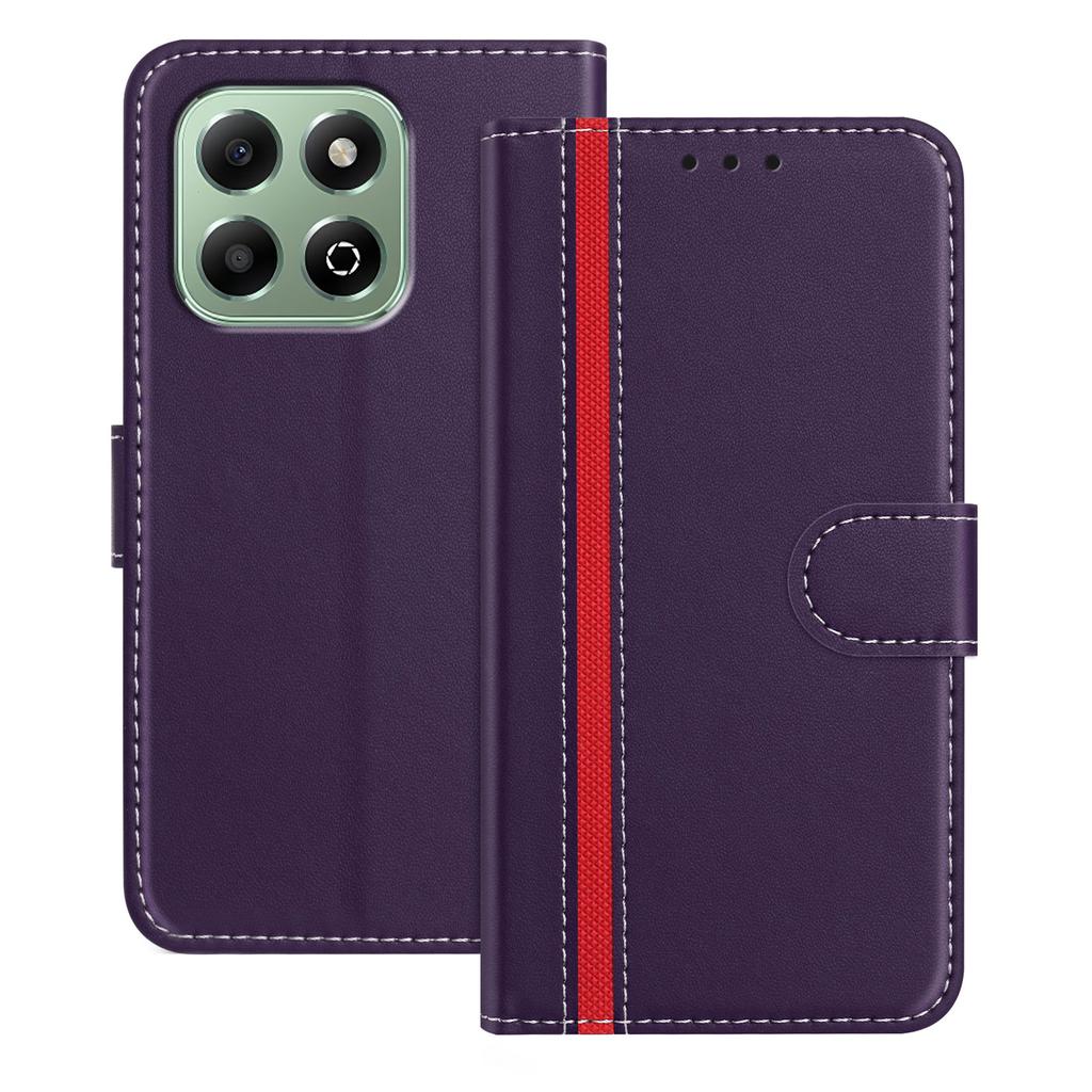 For Honor X6b 4G Phone Cases Wallet Stand Color Splicing Leather Cover with Magnetic Clasp