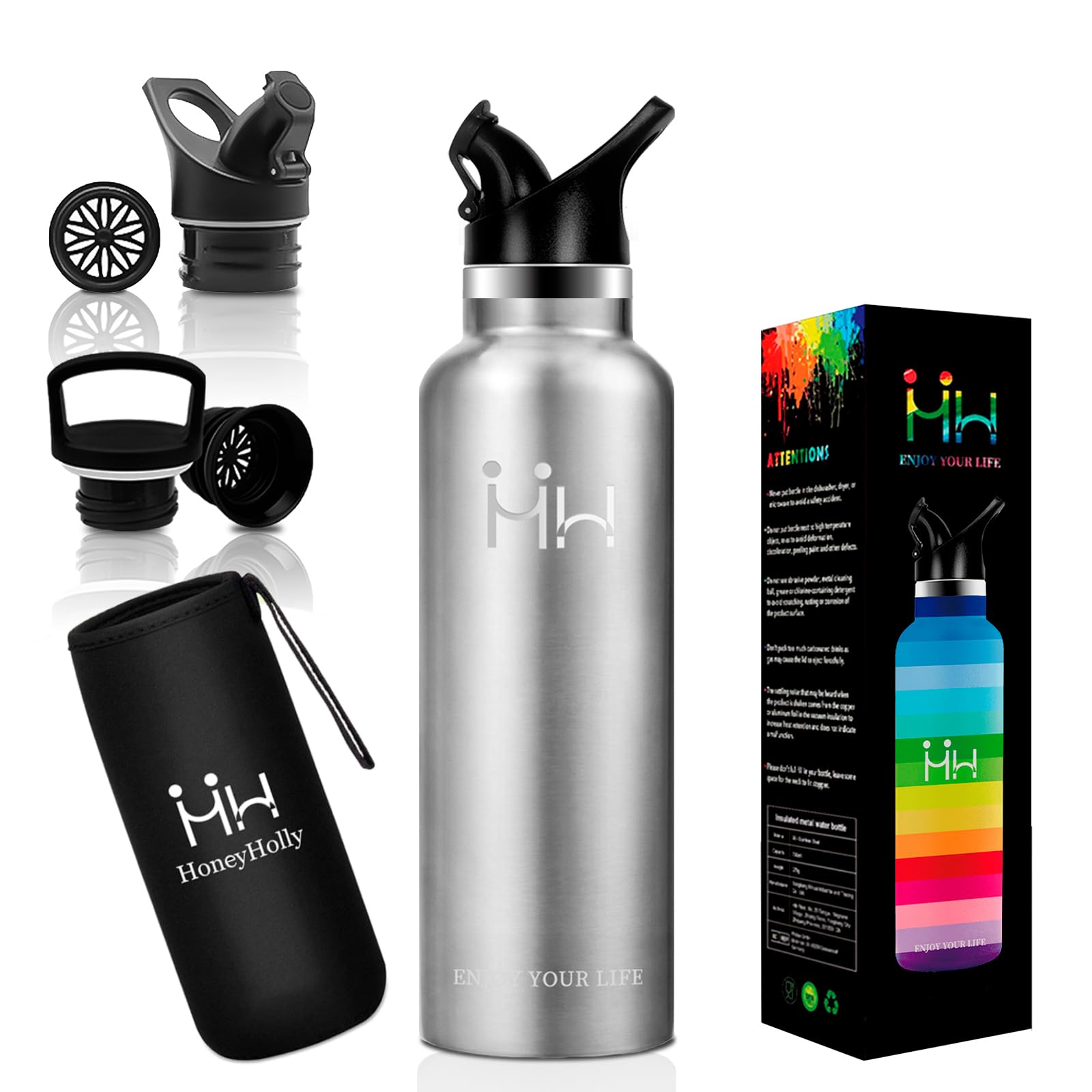 

750ml Lightweight Vacuum Insulated Stainless Steel Thermos Water Direct Keeps Hot or Holds Carbonated Easy to with Suitable for Outdoor Stylish for