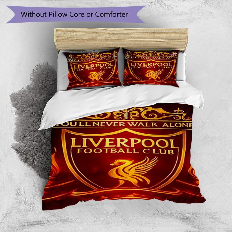 Set copripiumino 3 pezzi (1*Copripiumino + 2*Federe, Senza Nucleo),Set Biancheria da Letto con Stampa Liverpool F.C, Decorazione Camera da Letto, Per Tutte le Stagioni, Regalo di Compleanno