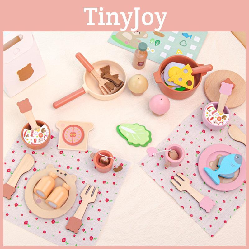 Wooden Cooking Kids Role Play Set Bear Themed Kitchen Toys For Education Early
