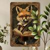 Vintage Fox Library Metal Tin Sign Home Study Room Decor Literature Art 8x12 Inch Wall Plaque
