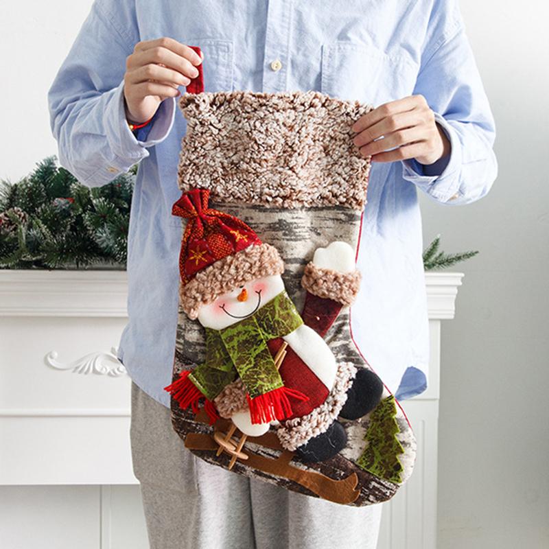 Christmas Stockings Large Xmas Gift Bags Fireplace Decoration Christmas Socks New Year Candy Holder Christmas Decor for Home