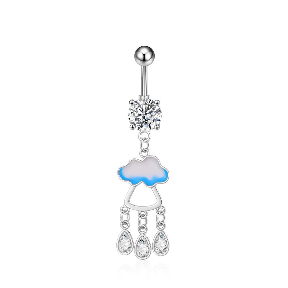 European & American Copper Zircon Floral Belly Button Ring