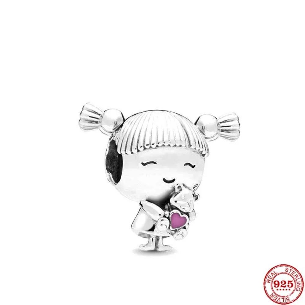 925 Silver Family Charm Fit Original Bracelet Jewelry Pendant Boy Girl Sparkling Mom Bead Sisters Dangle Plated