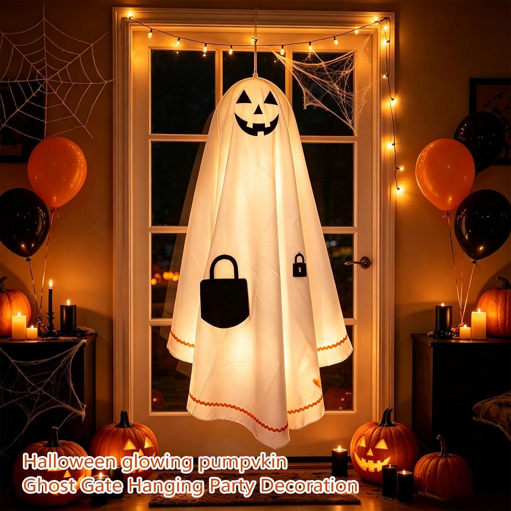 Halloween Glowing Pumpkin Door Hanger Decor for Party Wall Hanging Scary