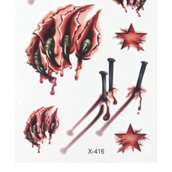 9Pcs Halloween Tattoo Sticker Wound Simulated Scar Waterproof Child-safe Zombie Makeup Tattoos Are Made from Healthy and Environmentally Friendly Ink