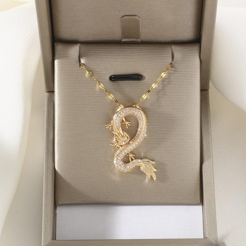 Lip Chain Hip Hop Domineering Infinite Copper Micro-inlaid Zircon Dragon Lady Necklace Temperament Light Luxury Niche Design Sense