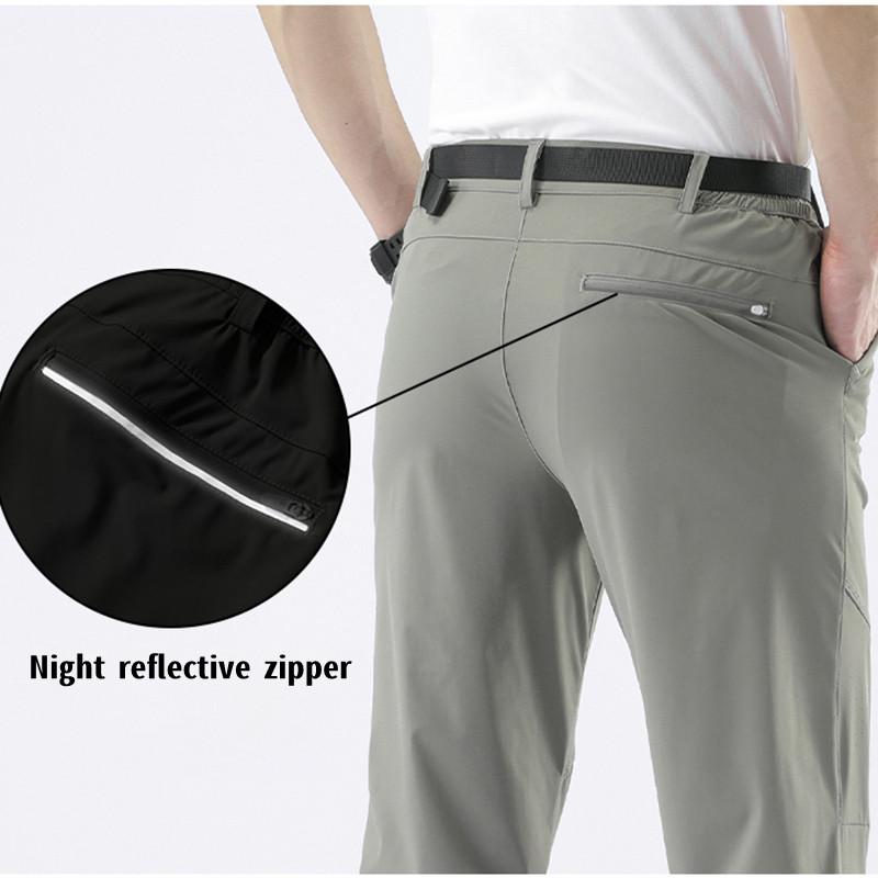 Calças de caminhada elásticas de verão masculinas, à prova d'água, soltas, respiráveis, com vários bolsos, calças táticas de viagem, calças cargo masculinas