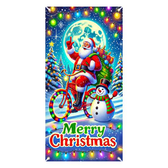 

Флуоресцентный Рождественский Чехол на Дверь 71x35 Дюймов Светящийся в Темноте Баннер на Дверь с Сантой Елкой Коробкой с Подарками для Зимнего Украшения Пати Стены Входной Двери A