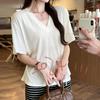 V-Neck Soft, Skin-Friendly Short-Sleeve T-Shirt with Back Waist Tie - Women's Summer 2026 New Style