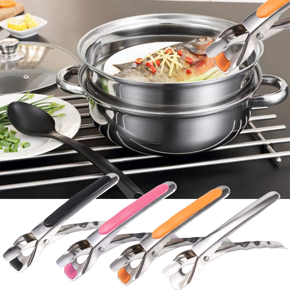 Silicone Camping Tool Kitchen Gadget Retriever Anti-scalding Tongs Pan Gripper Bowl Clip Pot Clip