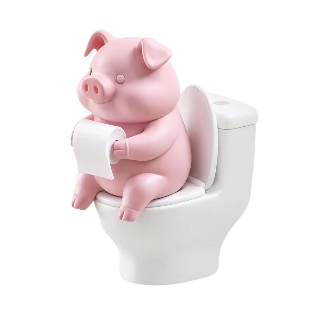 Cute Mini Pink Pig Toilet Figurine Funny Desktop Ornament Bathroom Shelf Home Decor Novelty Gift