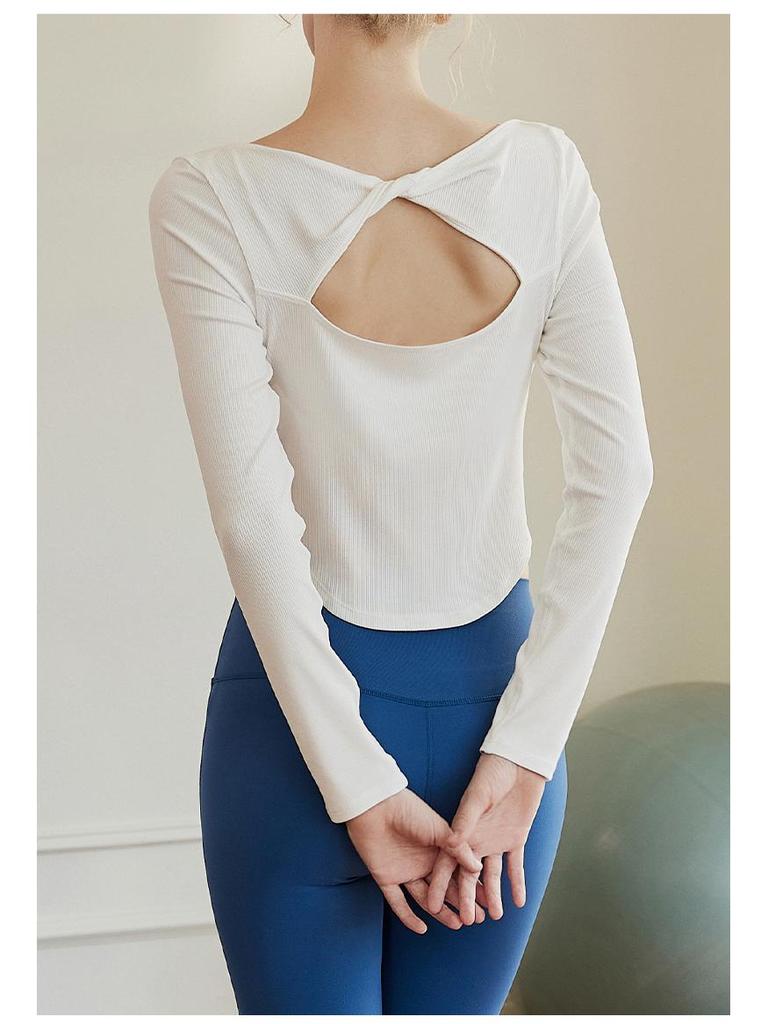 Lulu Women's Hollow-Out Back Yoga Wear: One-Shoulder Long Sleeve Tight Fitness Suit for Running & Sports Training.