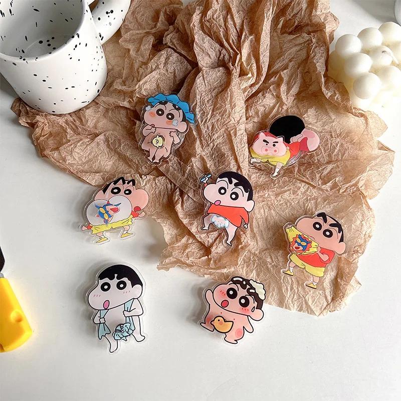 Crayon Shin Chan Anime Figures Cartoon Mobile Phone Cushion Bracket Interest Back Stick Telescopic Bracket Desktop Ornament Gift
