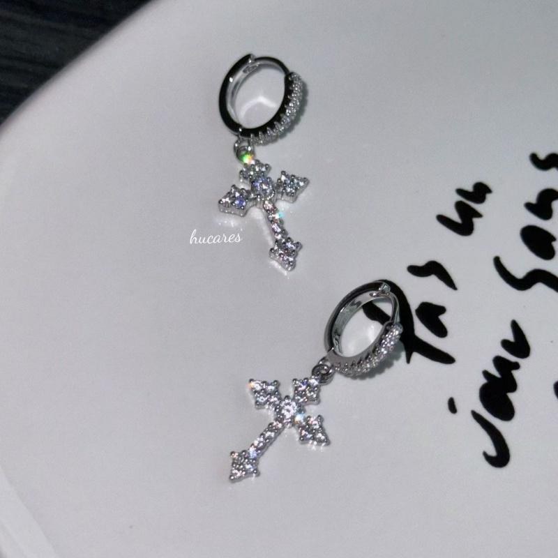 

2025 Rhinestone Cross Earrings Kpop Zircon Cross Drop Earring for Women Grunge Egirl Earrings Zircon Accessories