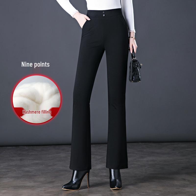 

2024 Осень/Зима Женские Кашемировые Брюки с Высокой Посадкой, Зауженные, Клеш - Эластичные, на Флисовой Подкладке, Утепленные, Облегающего Кроя. Size 30 (115-125 lbs)