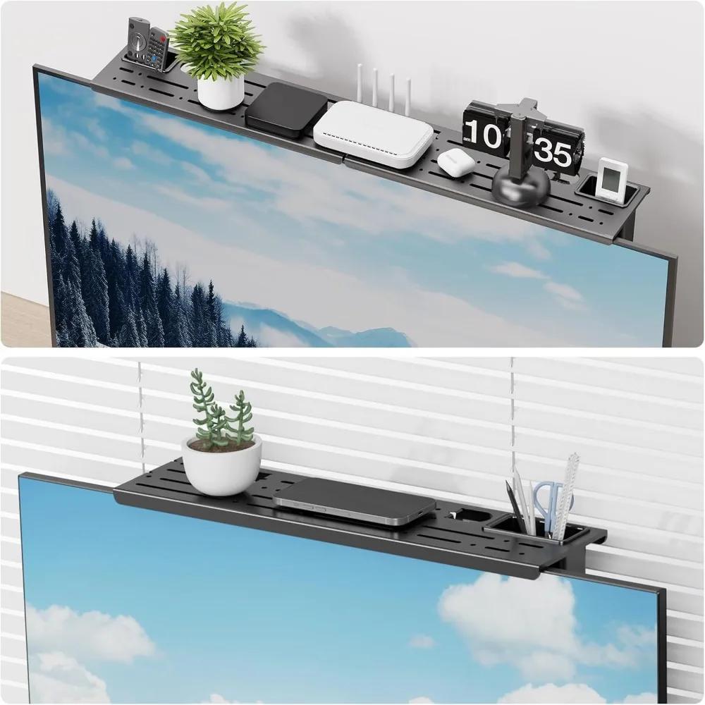 For TV Top Shelf Adjustable Computer Monitor Top Shelf,Stable for TV Top Storage Bracket Clamp-on Computer Screen Shelf for Home