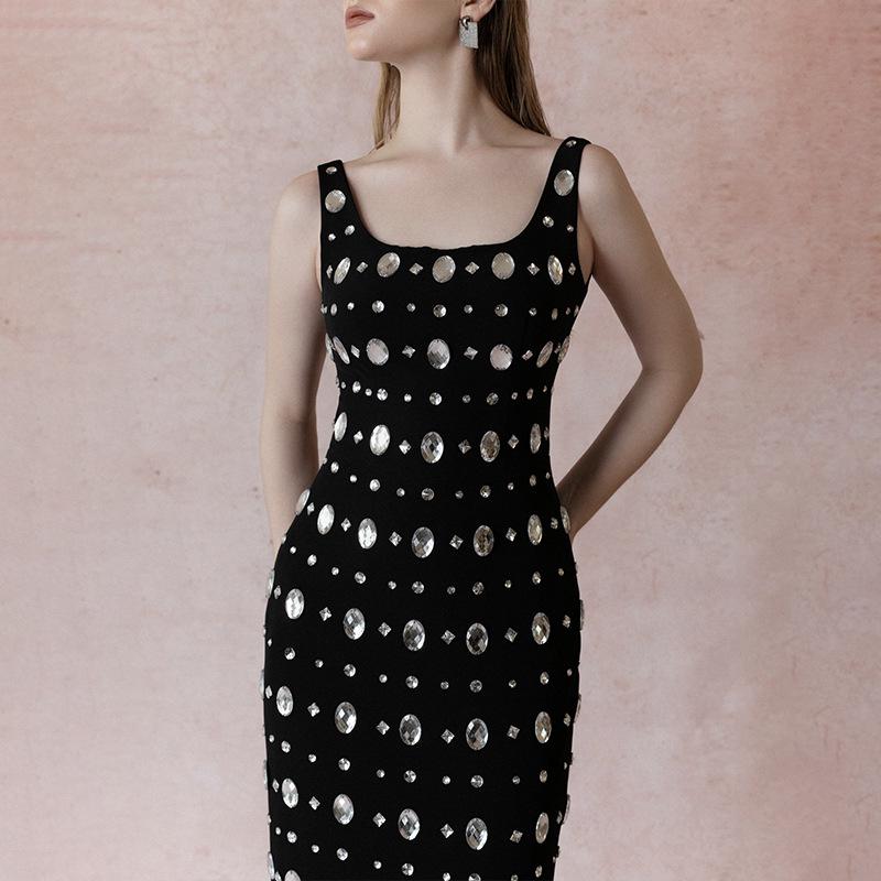 

Heavy-Duty Rhinestone Bandage Evening Dress XS чорний