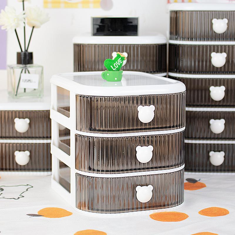 Desktop Multi-layer Drawer Storage Box Organizer Desktop Stationery Box Pen Holder Cute Children's Hair Accessories Storage Rack