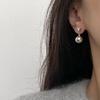 Silver-Gray Heart-Shaped Pearl Stud Earrings for Women - S925 Silver Needle, Small, Versatile, Cool Temperament, Perfect for Daily Commute.